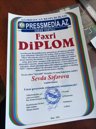 Milli mətbuat günündə aparılmış rəy sorğusu əsasında Sevda Səfərova Fəxri Diploma laiq görülüb