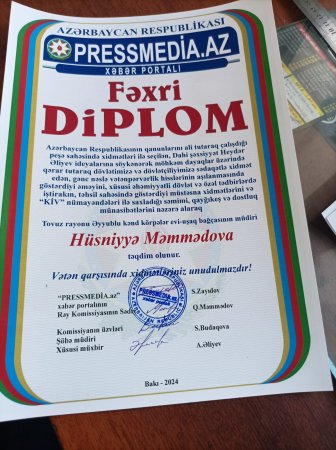 Milli mətbuat günündə aparılmış rəy sorğusu əsasında Hüsniyyə Məmmədova Fəxri Diploma laiq görülüb