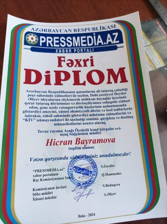 Milli mətbuat günündə aparılmış rəy sorğusu əsasında Hicran Bayramov Fəxri Diploma laiq görülüb