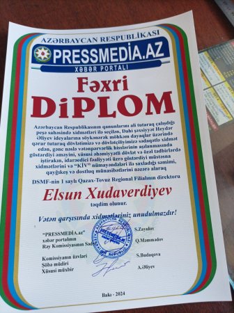 Milli mətbuat günündə aparılmış rəy sorğusu əsasında Elsun Xudaverdiyev Fəxri Diploma laiq görülüb